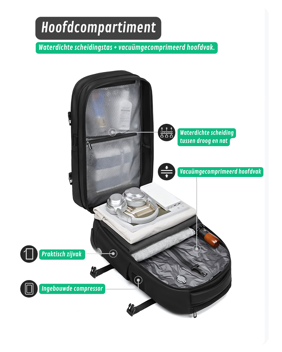 CompressBack Pro™ - Vacuüm Reistas met 50% Meer Inhoud, Lichtgewicht & Waterdicht